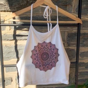 Brandy Melville Summer Tie Halter Top w/ Mandala